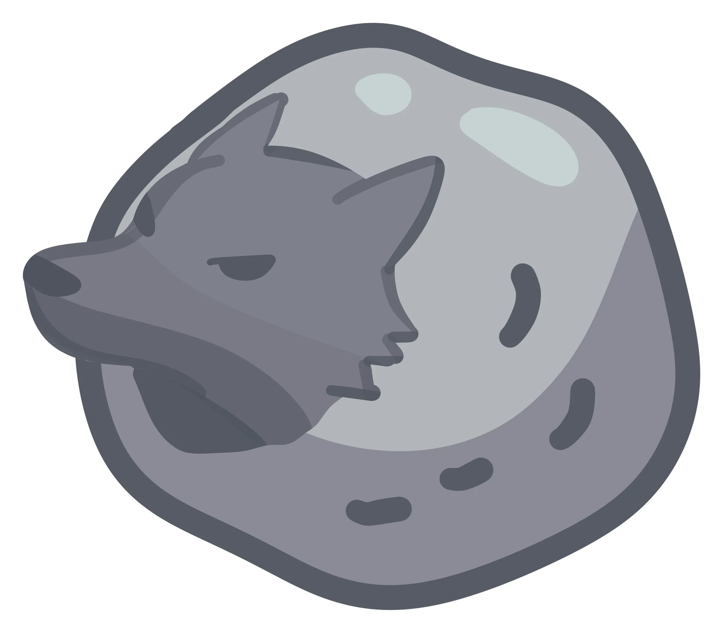 Wolf of Weariness, szary wilk zwinięty w kształt gładkiej szarej komórki